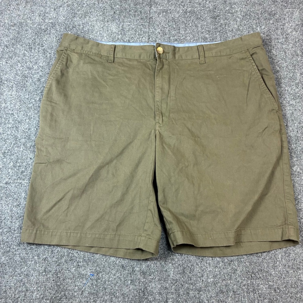 St Johns Bay Mens Olive Green Cotton Chino Shorts Size 42 Flat Front Twill‎